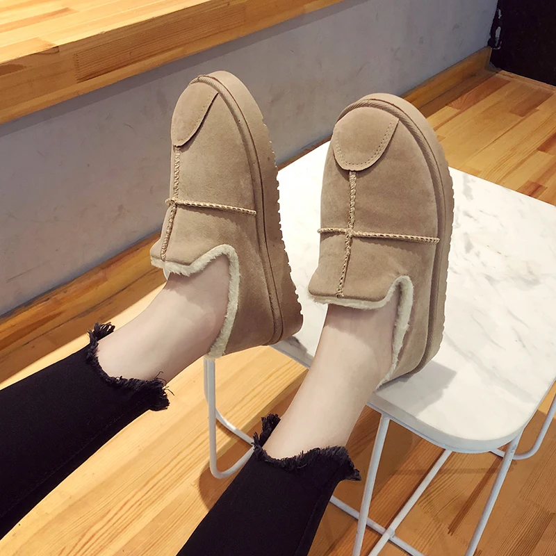 

2020 New Winter Shoes Women Short Plush Designer Boots Home Keep Warm Flats Ladies Chunky Platform Boot Round Head Non-Slip Sole