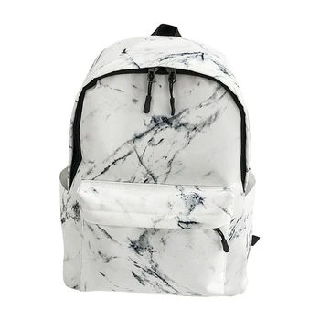 

Large Capacity Marble Print Zipper Closure Water Resistant Casual Ergonomic Backpack Adjustable Strap Gym Vertical School Bag
