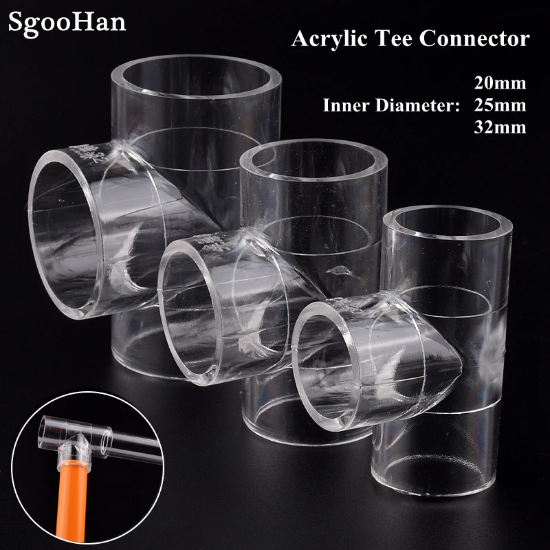 1PC Inner Dia 20/25/32mm Acrylic Pipe Aquarium Fish Tank Joint End Plug PMMA Watering Supply Plexiglass Elbow Tee Connector