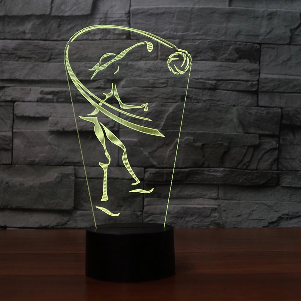 3D светодиодный ночник для игры в волейбол разноцветный RGB Декор спальни 3d лампа