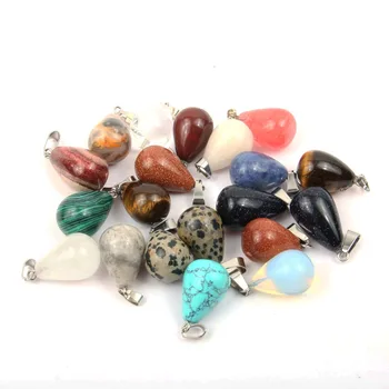 

12 PCS Natural Stone Opal/Malachite Pendant Water Drop Shape Pendants for Jewelry Making DIY Necklace Accessories Size 13*18 mm