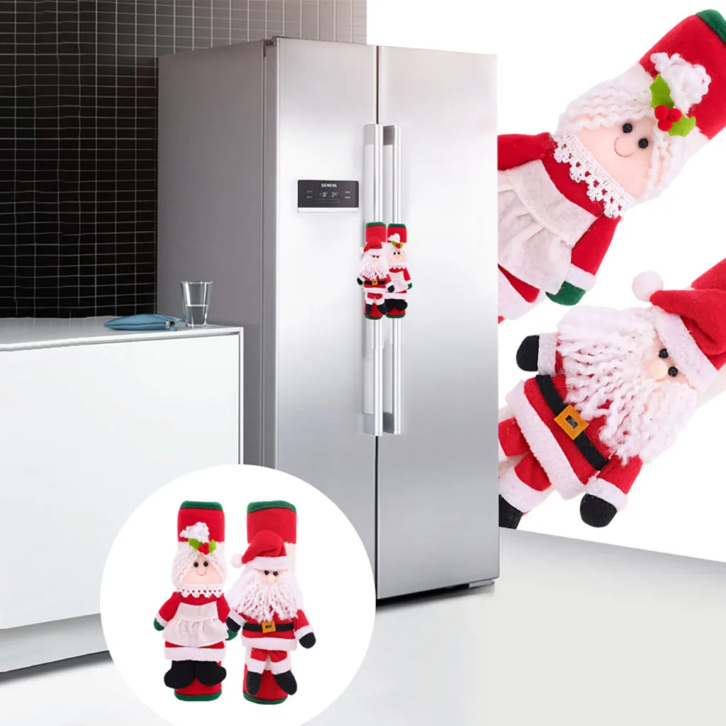 Рождественская дверная ручка для холодильника, Кухонная техника, защита перчаток для дома, Санта Клаус, веселая Рождественская вечеринка