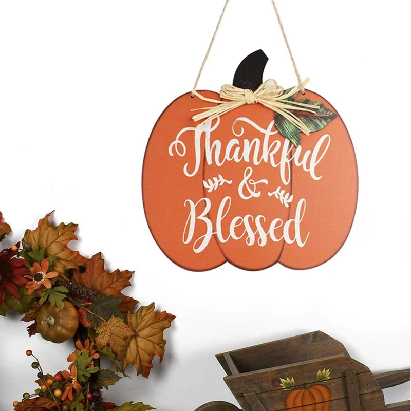 

New Home Decoration Listing Crafts Wood Pumpkin Sign Fall Crop Thanksgiving Hanging Wall Decoration Home Decor Wooden Ornaments