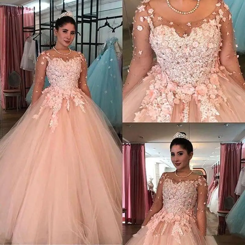 Кружевное бальное платье с объемным рисунком платья для Quinceanera 2020 румянево