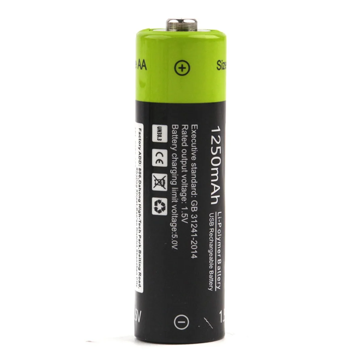 2 шт ZNTER AA Аккумуляторная батарея 1250mAh 1,5 V литий-полимерная аккумуляторная батарея микро usb зарядка 1,5 v батареи - Цвет: 1PCS