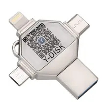 4 в 1 OTG Usb флэш-накопитель для iPhone Флешка 32 Гб USB 3,0 карта памяти Внешняя память для iOS/Android/type C/Windows устройства
