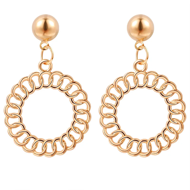 X& P элегантные винтажные круглые Висячие серьги для женщин геометрические круглые полые металлические золотые серьги женские модные ювелирные изделия - Окраска металла: Gold 1