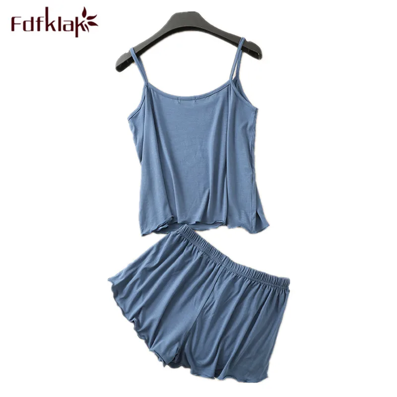 

Pajamas for women sexy spaghetti strap pyjamas set modal cotton sleepwear pajama female nightwear pijama slim short pant set