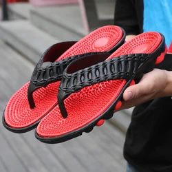 Fashion beach men's flip flops Large size flat non-slip sandals Slippers Comfortable household soft massage sandals