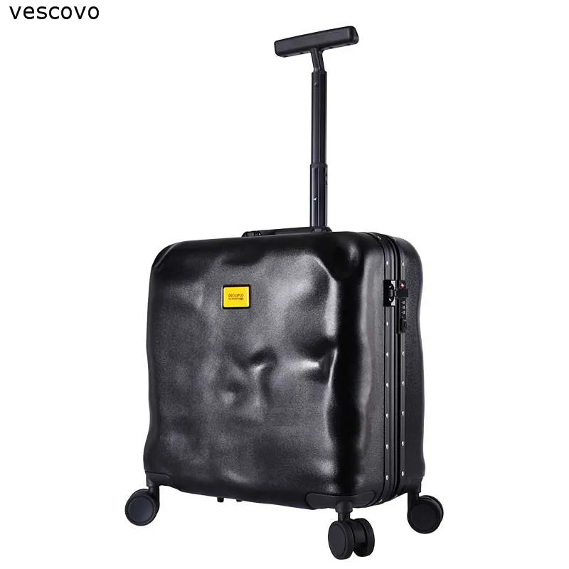 Vescovo высокое класс 18 дюймов личность Сумки на колёсиках spinner колеса для мужчин и женщин алюминиевая рама carry on путешествия чемодан на колесиках