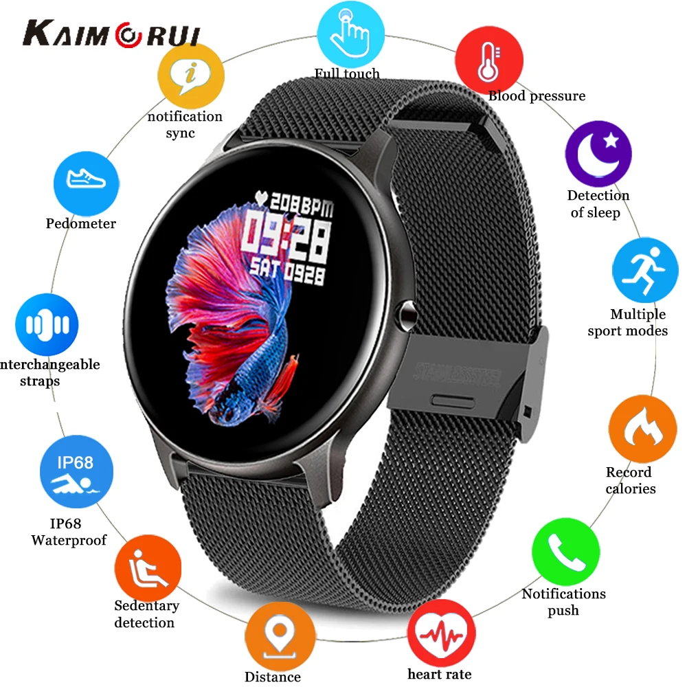 Kaimorui KW19 женские Смарт часы монитор сердечного ритма кровяное давление