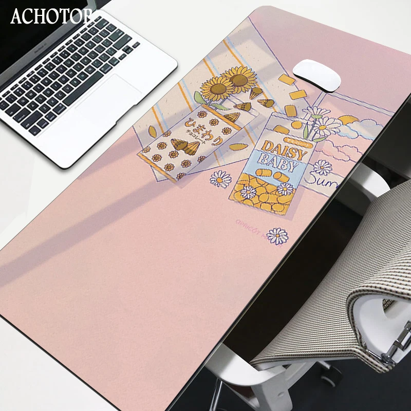 Pink Anime Mouse Pad Gamer Cute Kawaii XXL Gaming Mousepad Rubber Otaku Locking Edge 900X400MM Laptop Notebook Keyboard Desk Mat