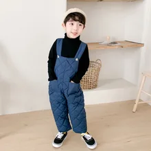 Г. Детские теплые штаны на бретелях для девочек и мальчиков, зимний хлопковый свободный спортивный костюм, Комбинезоны детская повседневная одежда брюки для мальчиков