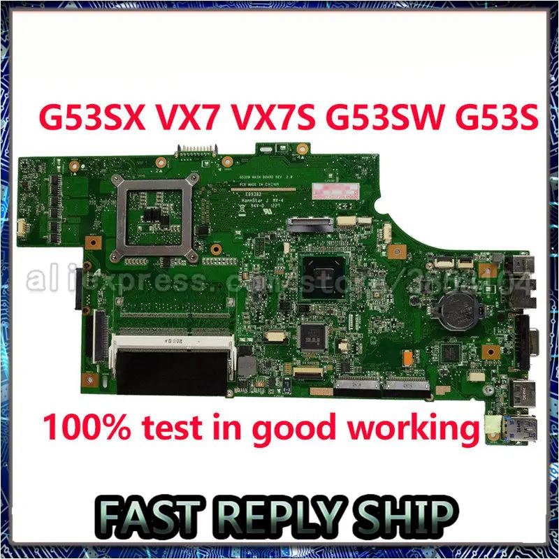 SHELI для ASUS G53SX VX7 VX7S G53SW G53S материнская плата ноутбука RAM основная REV2.0 100% тестовая