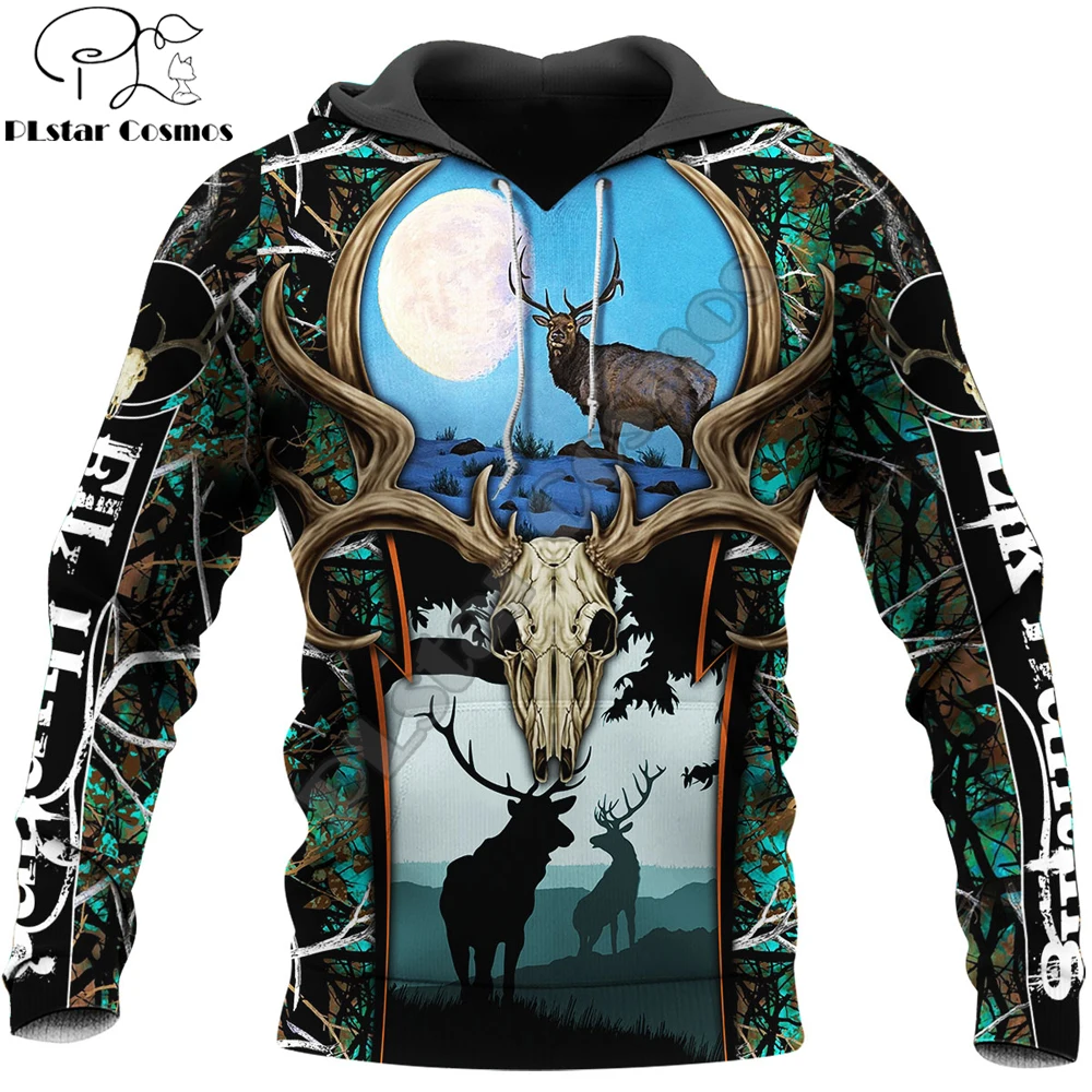 

2020 Fashion Men Hoodie animal Elk Hunting 3D Printed Harajuku Sweatshirt Unisex Casual Pullover hoodies sudadera hombre KJ083