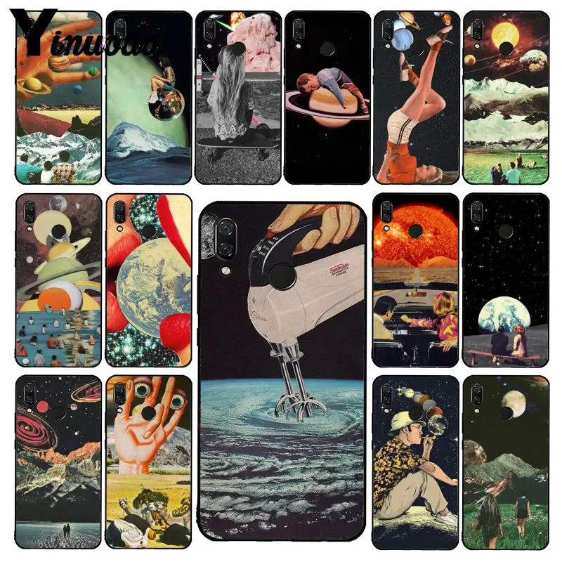 Yinuoda Great Trippy Art aesthetic Space Moon Girl Phone Case for Xiaomi Redmi Note 7 8T 5plus 6A Note8 4X Note8Pro | Мобильные