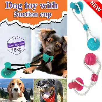 

Pet Molar Bite Toy Dog Ropes Toy Pet Toothbrush Stick Chew Toys Self-Playing Rubber Ball Toy with Suction Cup Molar Chew Toy