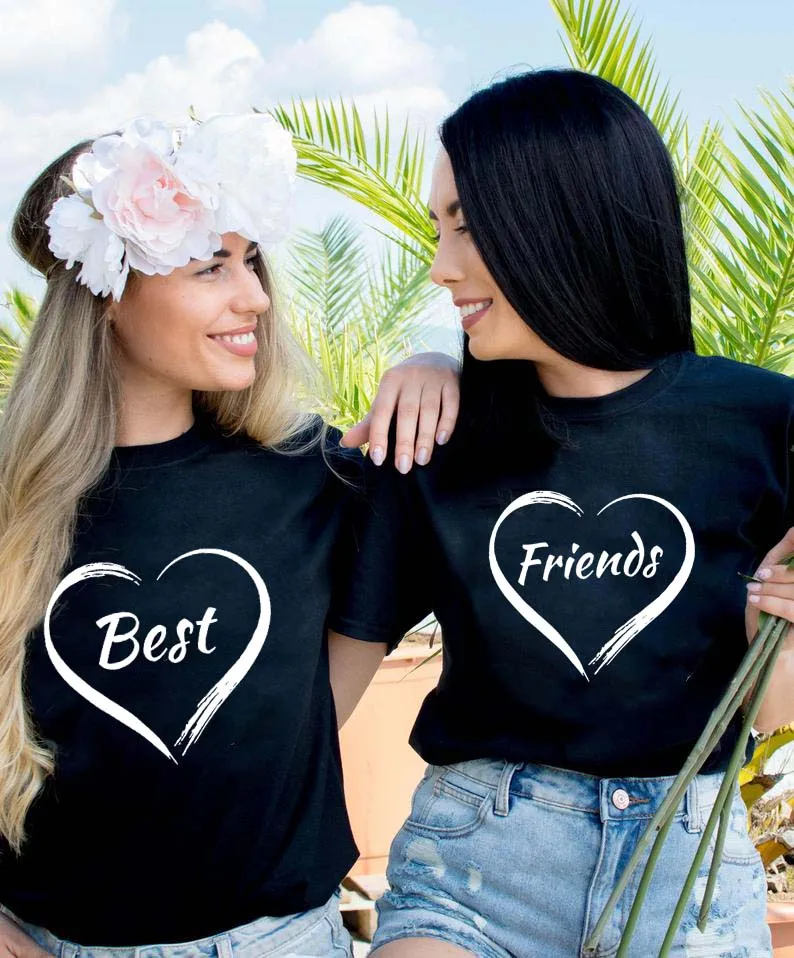 Модная женская футболка для лучших друзей BFF рубашка подходящая подарок Camiseta