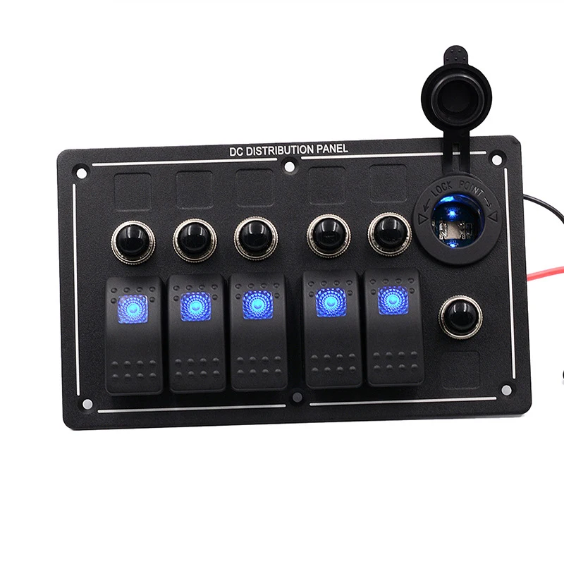

New 5 Gang Electric Car Switch Panel IP66 Panel Light 12V 24V Motorcycle Automobile Over-load Protection Switches