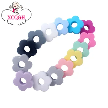 

XCQGH 3PCS Baby Silicone Molar Flower DIY Baby Teether Necklace Food Grade Silicone Loose Beads Teether