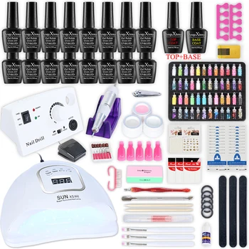 

Manicure Set Acrylic Nail Kit With Nail Dryer and electric nail drill Machine Nail Art Decoration Gel Nail Polish For Manicure
