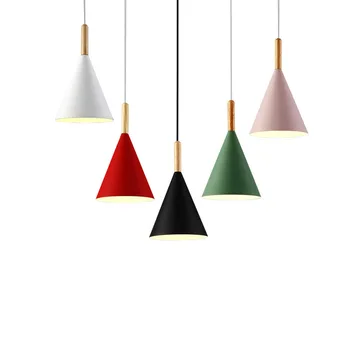 

Modern hanging ceiling lamps E27 wood aluminum pendant lights, Home decor lighting lamp and Bar Showcase spot light MJ1017