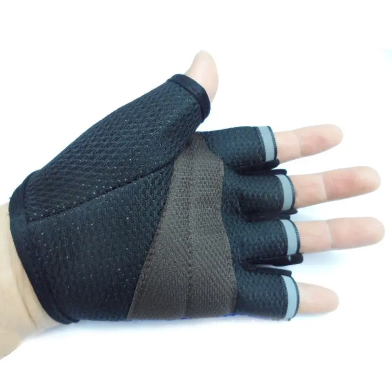 Mesh Leather Cycling Gloves Riding Bicycle Finger less Sports Half Finger Gloves