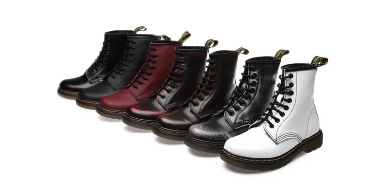 10 стилей, ботинки M-ten ботинки черного цвета с 8 отверстиями мотоботы в британском стиле женская обувь модные ботинки Дамская обувь, Размеры 35-42 женские ботинки