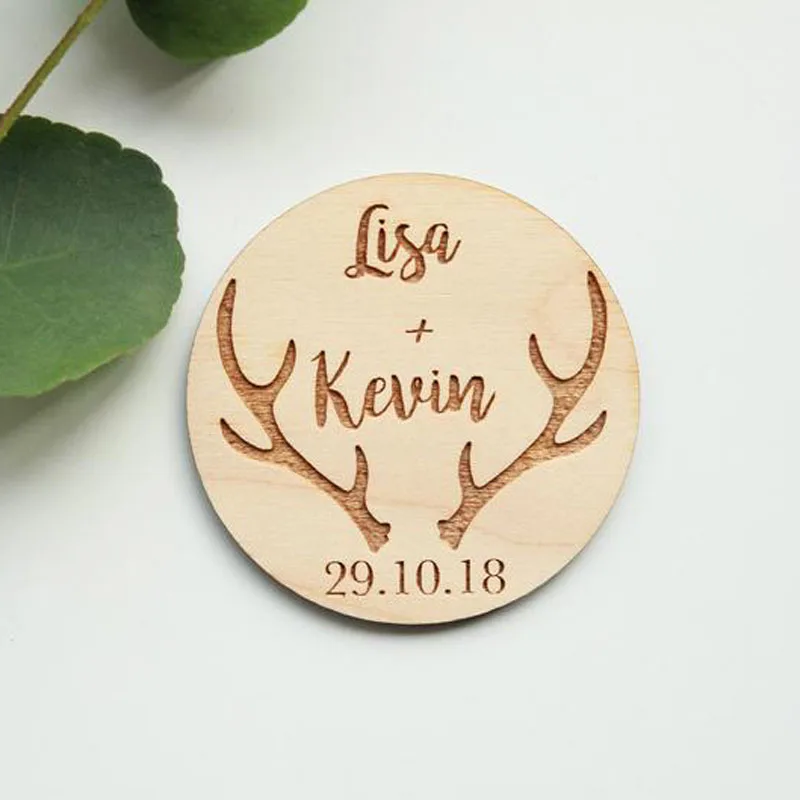  Antler Wedding Save The Date Magnet Rustic Deer Wedding Save The Dates Wood Wedding Invitation favo - 4.0002E+12