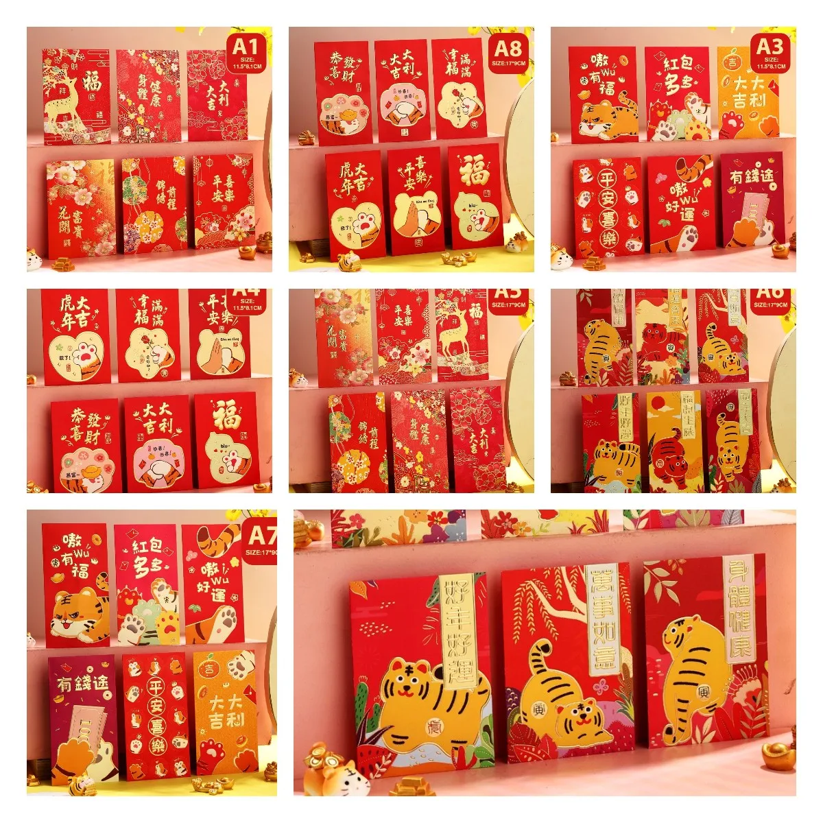 6Pcs 2022 Chinese Tiger Year Red Envelope Lucky Red Envelope New Year Tiger Red Packet Gifts