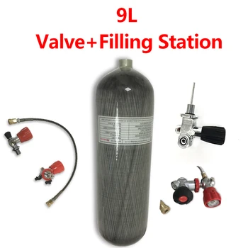 Billige AC109 Acecare 9L Scuba Tank Carbon Faser Zylinder Für Tauchen 300Bar PCP Paintball Druckluft Tank Airforce Condor Mit Ventil
