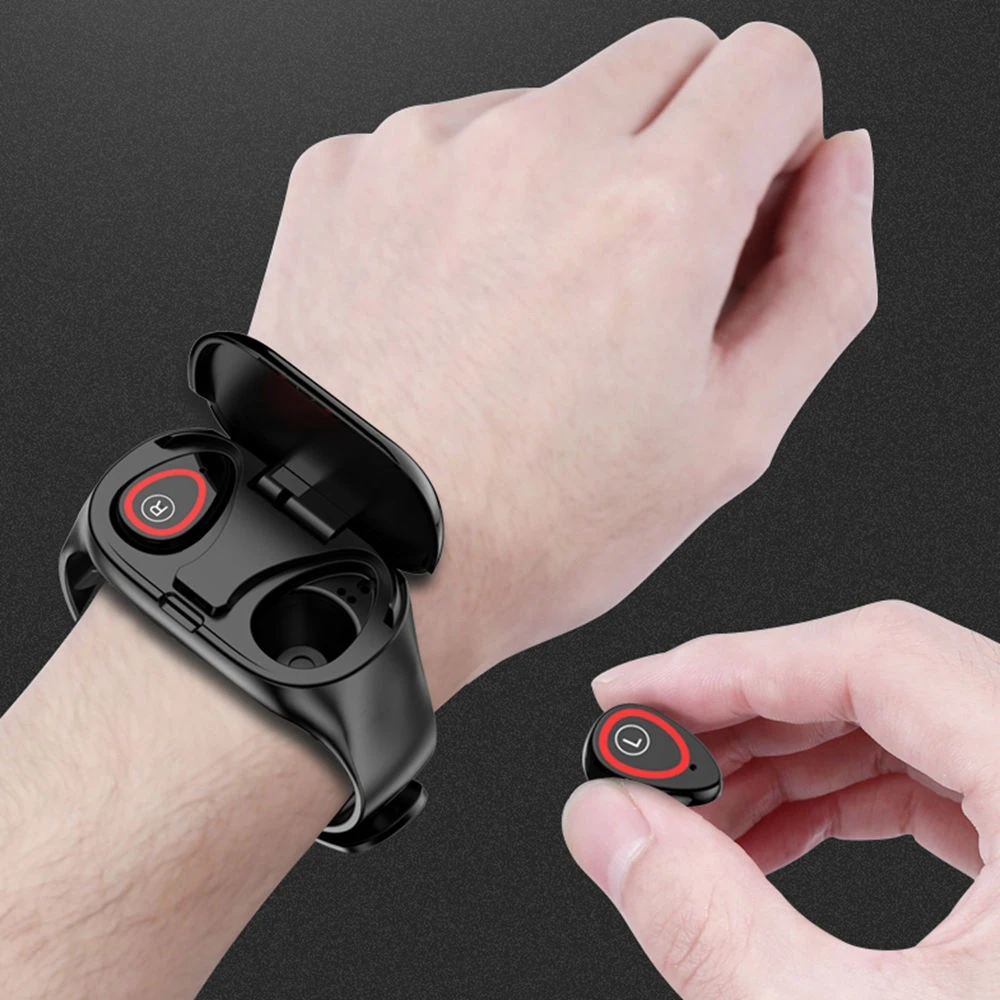 wearbuds watch Wireless Bluetooth Earphone With Heart Rate Monitor bass Earbuds Sport smart Watch Wristband bracelet Men Headset
