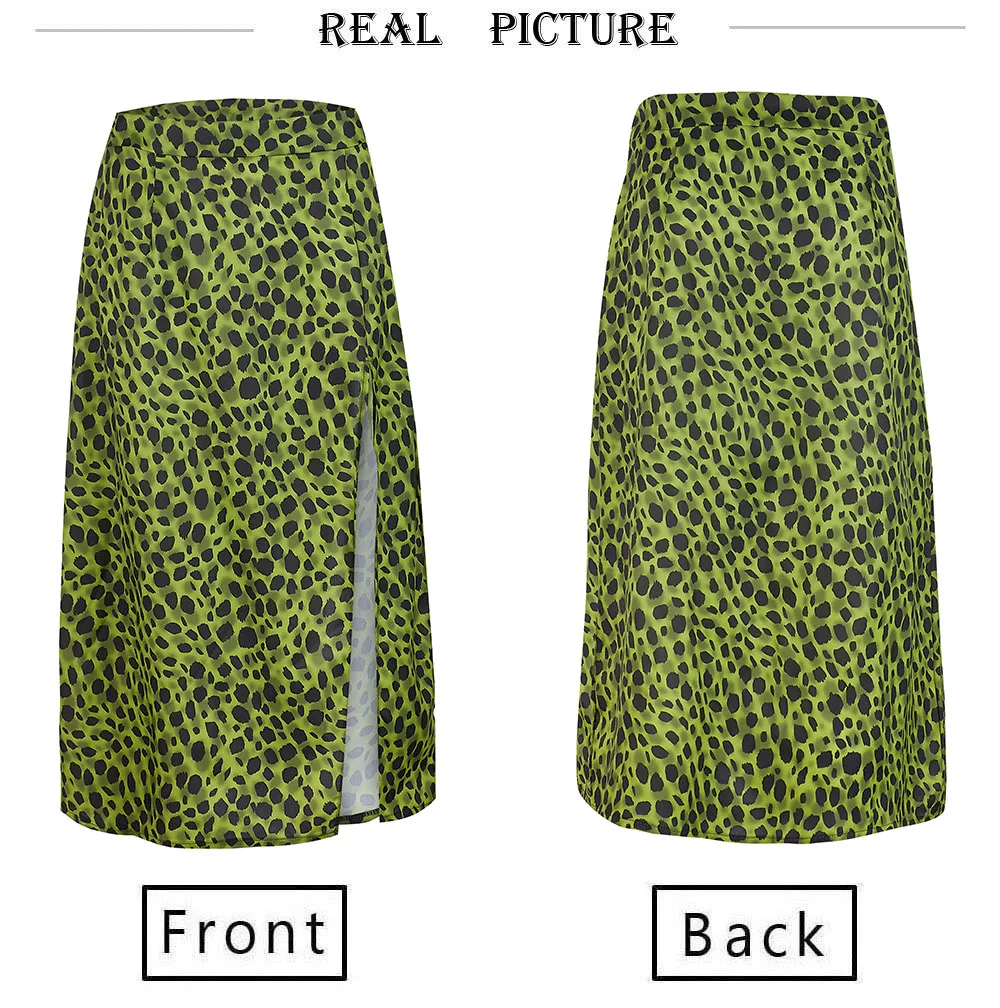 Модные женские леопардовые прямые длинные юбки с высокой талией и пуговицами, летние женские юбки с разрезом