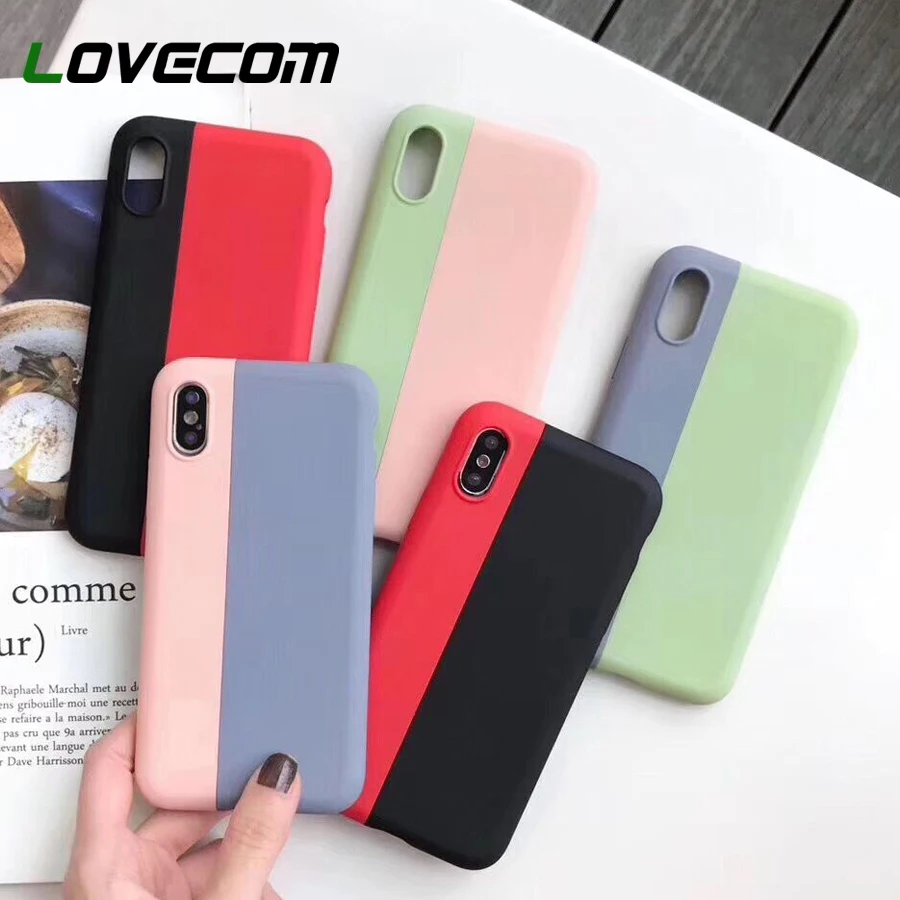 

LOVECOM Magnetic Phone Case For iPhone XR XS Max 7 8 Plus X Splicing Color Soft Silicon Microfiber Phone Back Cover Coque Gifts