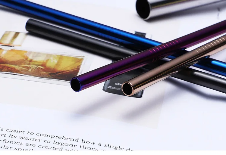 304 Stainless Steel PVD Titanium Straw Multi-Color-Repeat Utility Straw Set Gift Set Cross Border Stirring Spoon