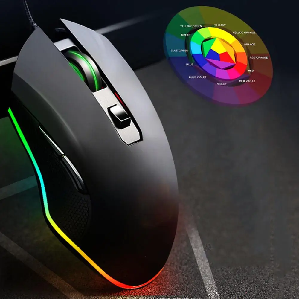 

Wired Gaming Mouse Chroma Backlit 3200 DPI 8 Buttons Mice Adjustable Ergonomic Optical For PC Computer Mouse Gamer
