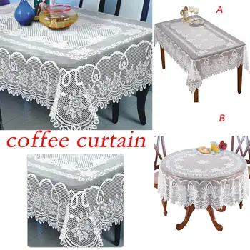 

1 Pc Round/Rectangle White Lace Tablecloth Dining Table Cover Cloth Home Hotel Textile For Wedding Event Hotel Decor