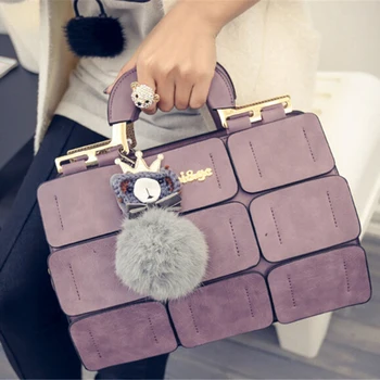 

Fashion Women Handbag With Dolls 9 Grid Splicing Hand Bags Ladies Top-Handle Bag Zipper Hasp Clutch New Totes