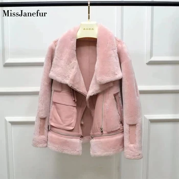

Free shipping Women fashion Genuine leather jacket,winter warm fur coat.sheepskin wool jackets,plus size sheep shearling