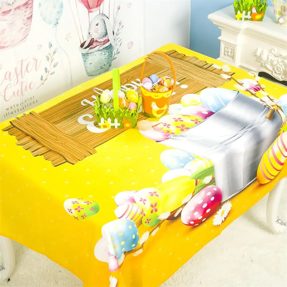 

2020 New Easter Table Cloth Tablecloth With Egg Print Flannel High Quality Soft Table Cover For EasterTable Decoration