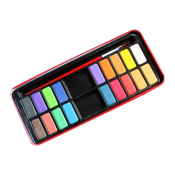 

1 Set of 18 Colors Iron Box Practical Watercolor Kit Paint Set Watercolor Pigment for Beginners Artists Students Children