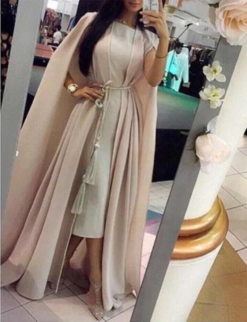

2016 Arabic Prom Dresses WIth Wrap Straight O Neck Waist Sase Floor Length Chiffon Vestido De Abaile