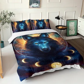 

yi chu xin Wolf Bedding Sets Dream catcher Duvet Cover Set 3D Vivid Comforter Cover 2/3pcs Twin Full Queen King