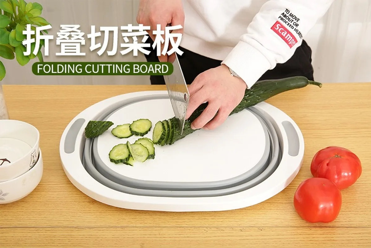 

Kitchen Chopping Block Foldable Cutting Board with Colanders Kitchen Chopping Boards Washing Basket Drain Kitchen Organizer