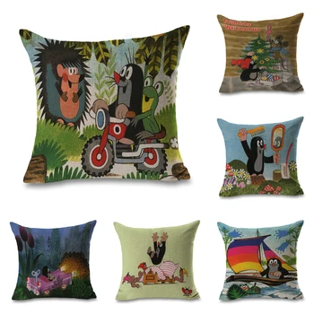 

Czech Krtek Anime Mole Riding Pillows Linen Cover Case Couch Seat Cushion Throw Pillow For Car Home Decor Gift