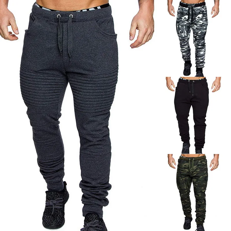 Adisputent Men's streetwear Slim Jogging Pants Fit Zipper Closure Closed Bottom Jogger Pants Sweatpants Fitness Multi-Pocket