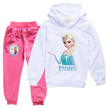 

Disney Frozen Princess Kids Hoodie set girls Trousers Outfit Sweatshirt Tops+ Pants Outfits 2pcs Set Toddler Kids Elsa Clothes