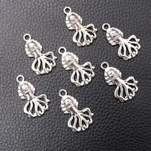 

10pcs Silver Plated Six Claw Metal Octopus Ocean Charms Earrings Necklace Pendants DIY Jewelry Handicraft Making 29*18mm A1779