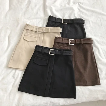 

Vintage Vogue Women Solid A-Line Skirt Casual Korean Harajuku Female High Waist Mini Skirts Sweet Kawaii Empire Above Knee Skirt