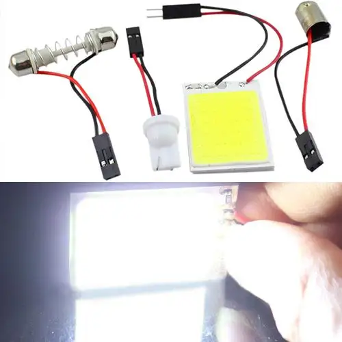 

4W 12V COB Chip LED 24 SMD Car Interior Light T10 Festoon Dome Adapter Light